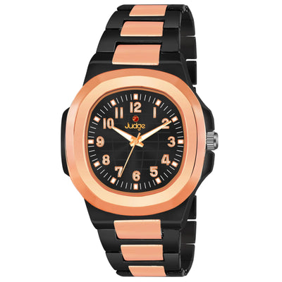 Judge Men's Luxury Fashion Watch - Rose Gold & Black Dual Tone Metal Strap - 42mm