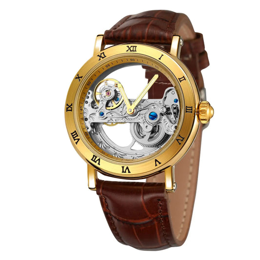 Golden case sexy automatic skeleton fancy unique Design Automatic watch for men