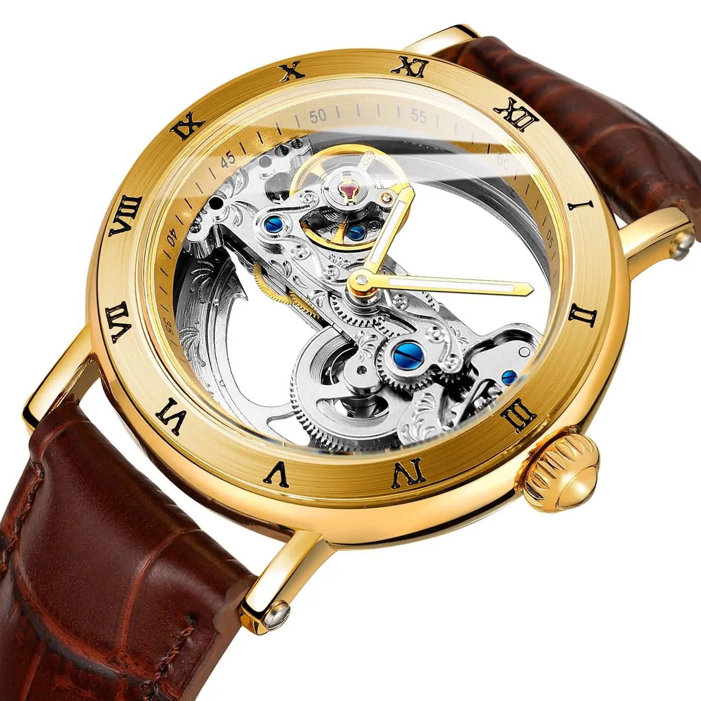 Golden case sexy automatic skeleton fancy unique Design Automatic watch for men