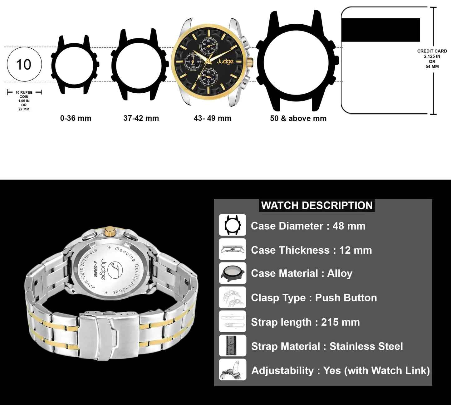 Judge Executive Dual-Tone Chronograph – Silver & Gold Luxury Chronograph watch