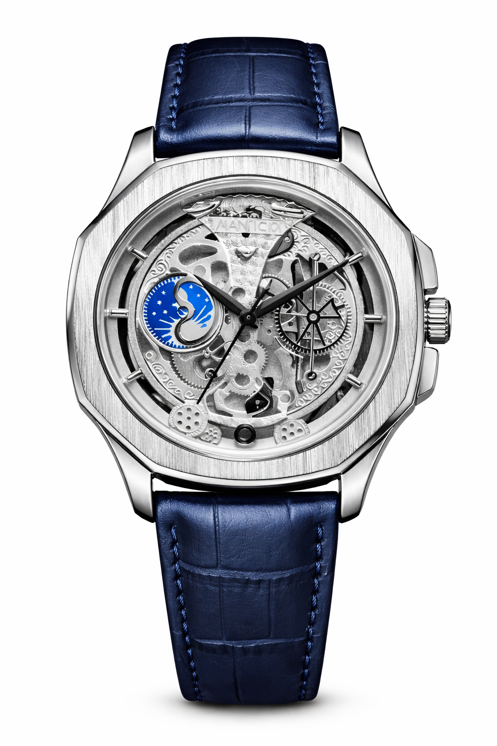 judge Skeleton  Moon Phase Dummy Display, Quartz Mechanical Movement Watch for Men