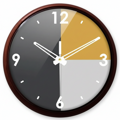 Premium Round Wooden Wall Clock - Modern Minimalist 3-Color Dial for Home & Office