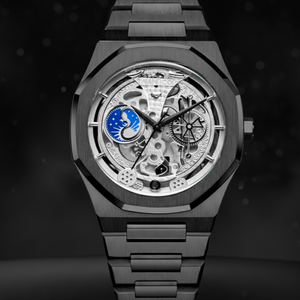 judge Skeleton  Moon Phase Dummy Display, Quartz Mechanical Movement Watch for Men