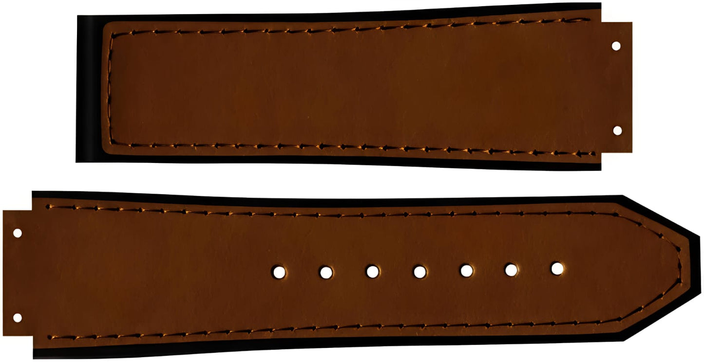 Classic Coffee Brown Leather Watch Band – Hybrid Silicone Sport Strap with Tonal Stitching