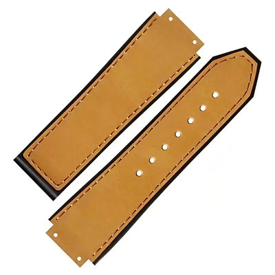 Luxury Camel Tan Leather Watch Band – Hybrid Silicone Sport Strap with Contrast Stitching