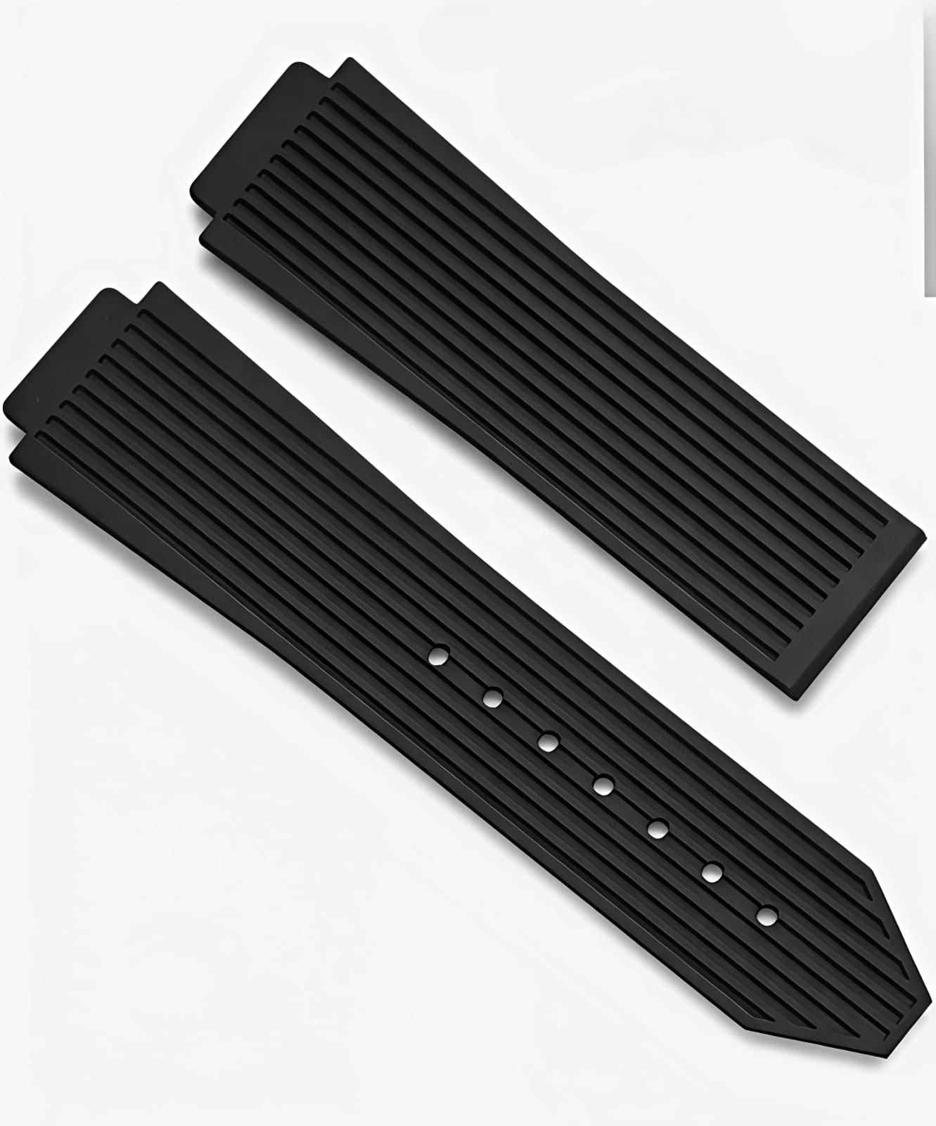 Premium Black Ribbed Rubber Watch Strap - Compatible with Hublot Big Bang