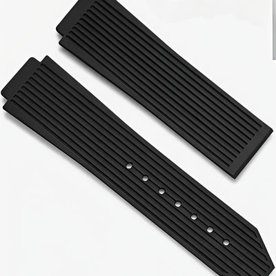 Premium Black Ribbed Rubber Watch Strap - Compatible with Hublot Big Bang