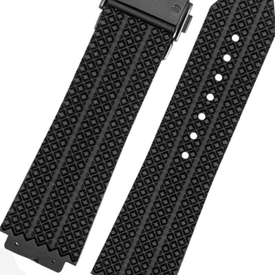 Premium Black Diamond Textured Rubber Watch Strap - Compatible with Hublot Big Bang