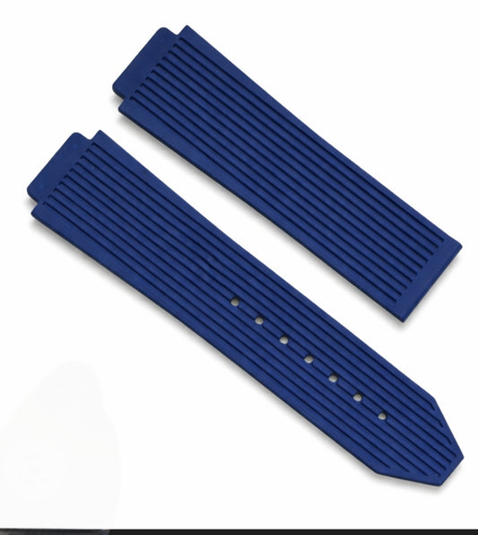 Premium Navy Blue Ribbed Rubber Watch Strap - Compatible with Hublot Big Bang