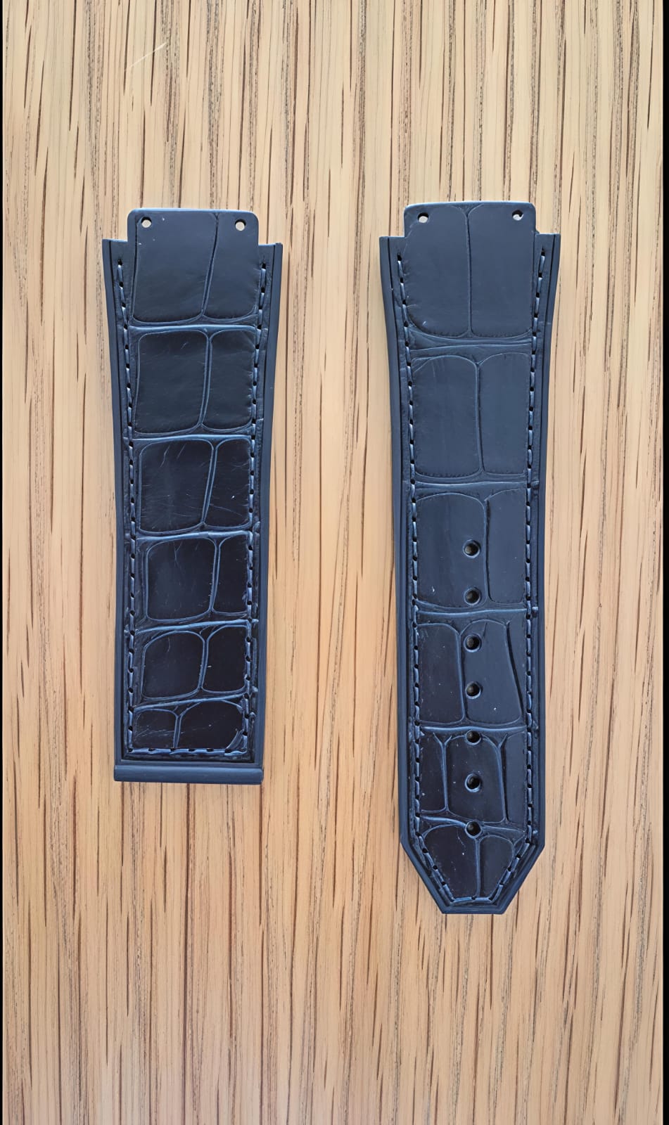 Premium Black Crocodile Pattern Hybrid Watch Strap - Compatible with Hublot Big Bang
