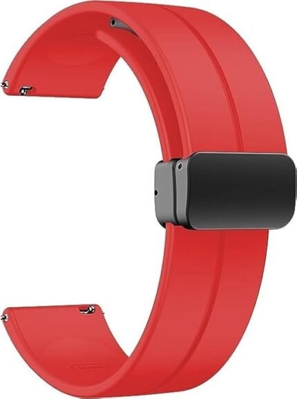 Premium Compatible Judge 22 mm Silicone Magnetic Watch Straps Belt Band (Red) (100% Perfect Fit)