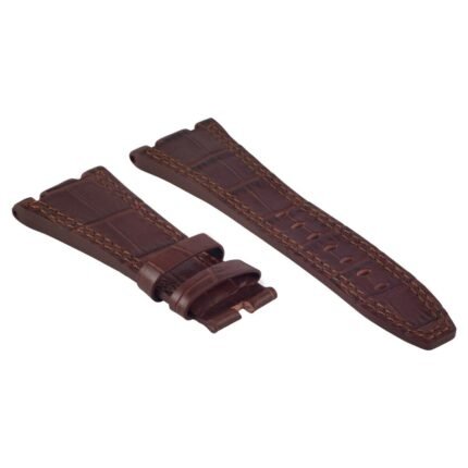 Premium Compatible JUDGE Brown Alligator-Grain Leather Strap with Orange Contrast Stitching – Compatible with Audemars Piguet Royal Oak (100% Perfect Fit)