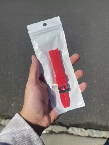 Premium Compatible Colorful Silicone Rubber Watch Band red Strap for Omega X Compatible Swatch Mission to Neptune (100% Perfect Fit)