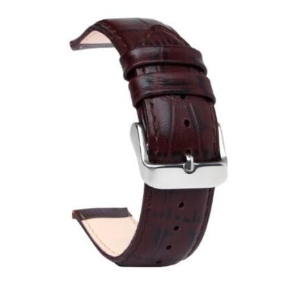 Premium Compatible Brown wine colour with Flat Finish of 22 mm Synthetic Leather Watch Strap  (Black) (100% Perfect Fit)